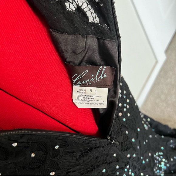 Camille La Vie Black Mermaid Jeweled/Sequin Floral Lace Formal Gown US 8 😍 - Picture 14 of 16